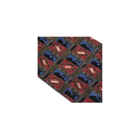 BRIONI Red blue gold square 100% Silk Mens Luxury Designer Tie‎ 3.5" retro Vtg - Picture 3 of 4